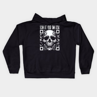 QR Code Skull: Scan at Your Own Risk Kids Hoodie